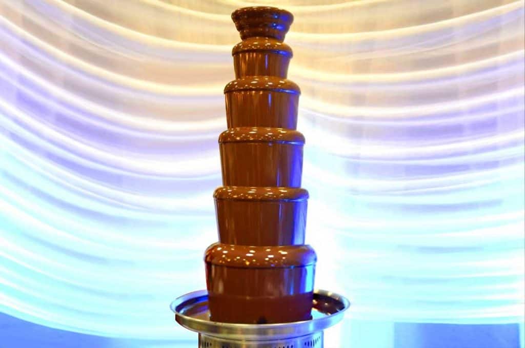 table with chocolate fountain