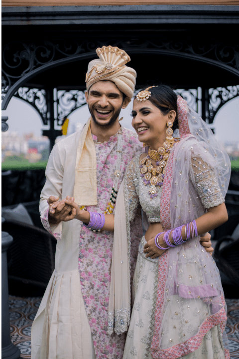 modern indian couple at their wedding